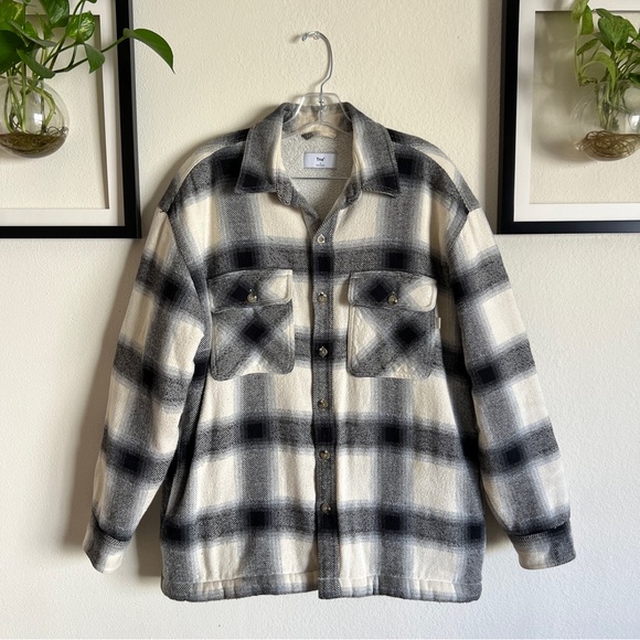 Aritzia - TNA Prospect Shacket- Shirt Jacket - Grey/Black Plaid, SZ 2 - Picture 1 of 5